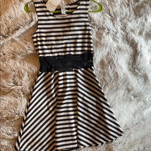 Black and white striped dress